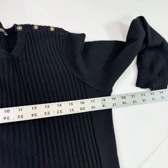 J. McLaughlin Seaspray Sweater Womens Large Black Cashmere Button Shoulder - Picture 5 of 8
